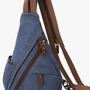 Canvas sling bag small crossbody backpack shoulder casual daypack hiking